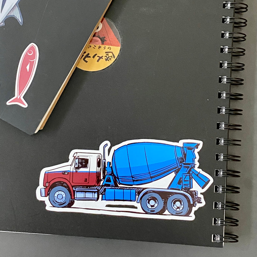 Concrete Mixer Truck #2 — Illustrated Construction Truck Vinyl Decal, Waterproof Die-Cut